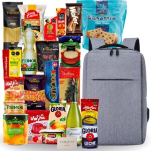 Canasta navideña corporativa con mochila ejecutiva porta laptop y productos de reconocidas marcas en Lima, Perú