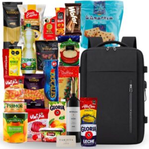 Canasta navideña corporativa con mochila viajera cabinera y productos de reconocidas marcas en Lima, Perú