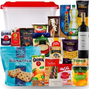 canasta navideña ejecutiva con caja organizadora con ruedas y productos seleccionad