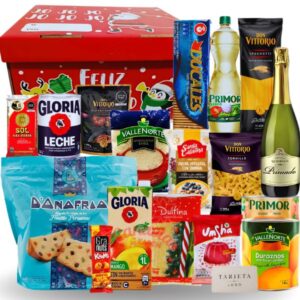 Canasta navideña ejecutiva corporativa en caja navideña temática con productos seleccionados para empresas en Lima, Perú