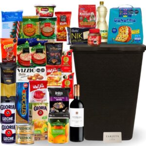 Canasta navideña ejecutiva premium con cesto de yute y productos de reconocidas marcas en Lima, Perú