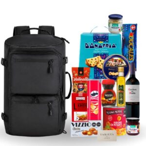 canasta navideña premium con maletín 12 en 1 de cuero PU y productos premium